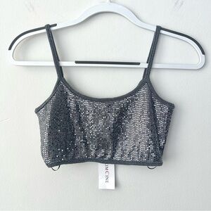 NWT Deadstock Sparkle Sequin Glitter Bra Top Silver